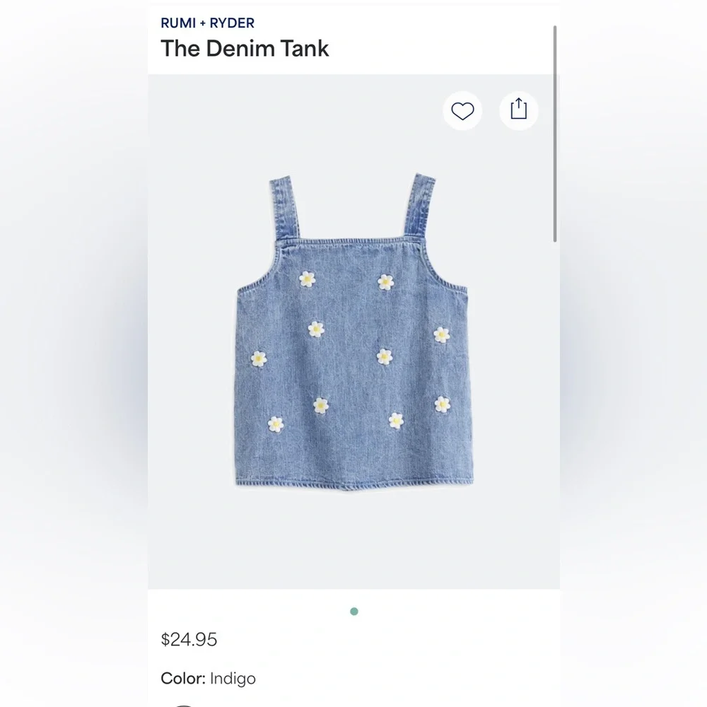 Rumi + Ryder Denim Tank Top with Daisy Embroidery - Picture 7 of 7